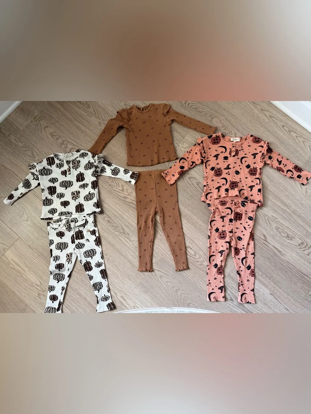 Toddler Girl Halloween 🎃 Thanksgiving 🍁 Autumn Ribbed Outfits -Bundle of 3